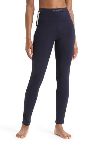 Une pièce Icebreaker Merino 200 Sonebula Thermal Leggings Femme Bleu Marine Blanche | FR 1782WNBY